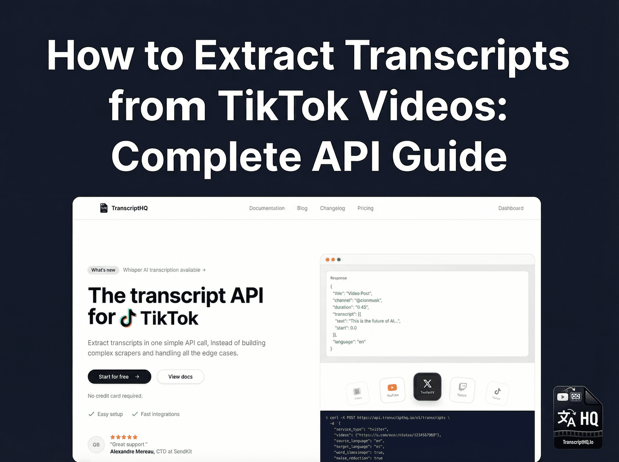TikTok video transcription API workflow